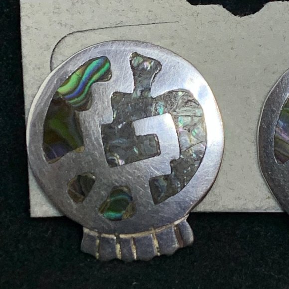 Hecho En Mexico Sterling Silver Abalone Earrings - Picture 3 of 6